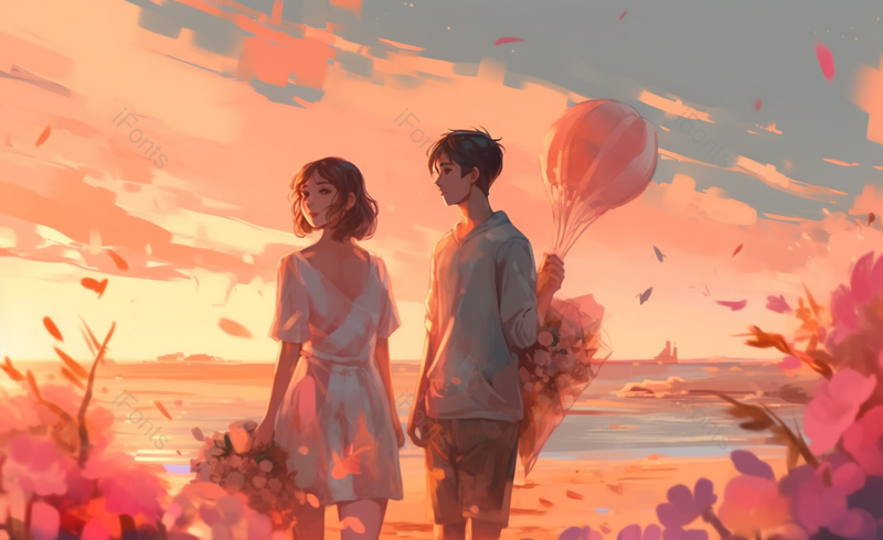 男女夕阳下表白520情人节手绘场景,插画/手绘图,插画/手绘图库,插画/手绘图下载,插画/手绘